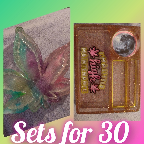 Handmade tray and ashtrays